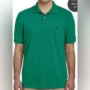 Nautica Men Stretch Pique Polo Green Large